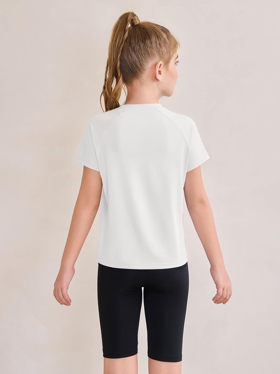 Haloumoning Girls Athletic Shirts Short Sleeve Quick Dry T-Shirt Kids Summer Tee Tops 5-14Y