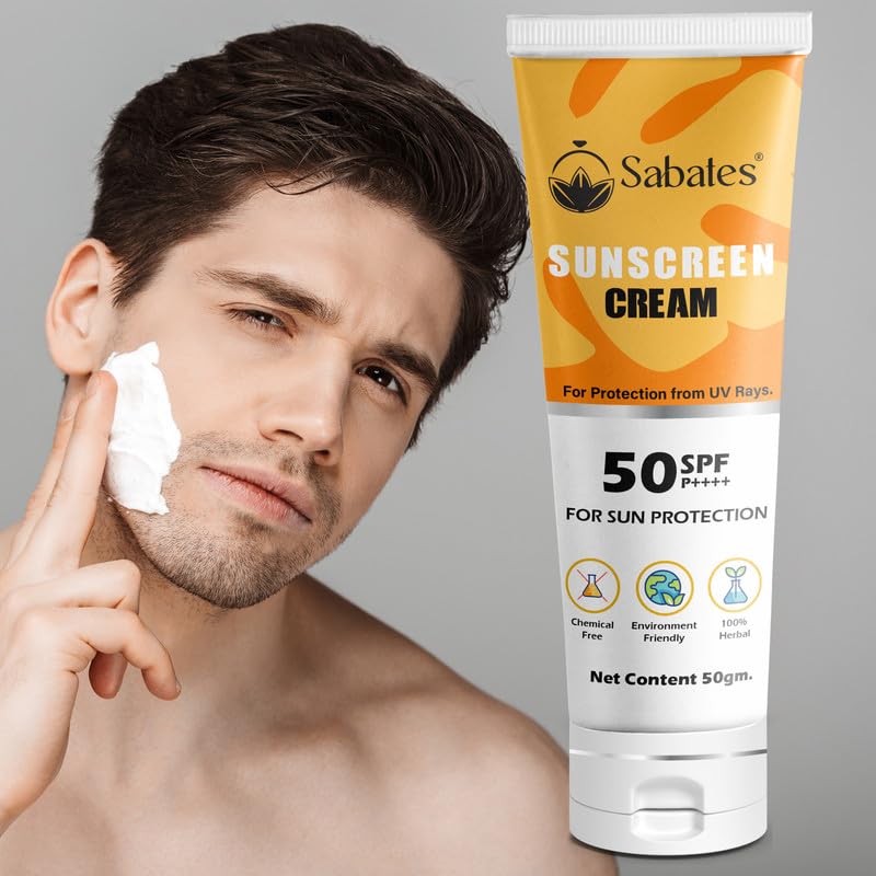 Sabates Sunscreen Cream Lightweight & Oil free | Moisture boost formula | Water resistant| All Skin types| Sunscreen spf 50 for oily skin