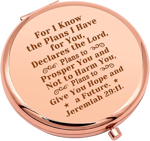 Regalos cristianos para mujeres, regalos inspiradores para niñas, espejo de maquillaje compacto para amiga, hermana, versículo de la Biblia, regalo