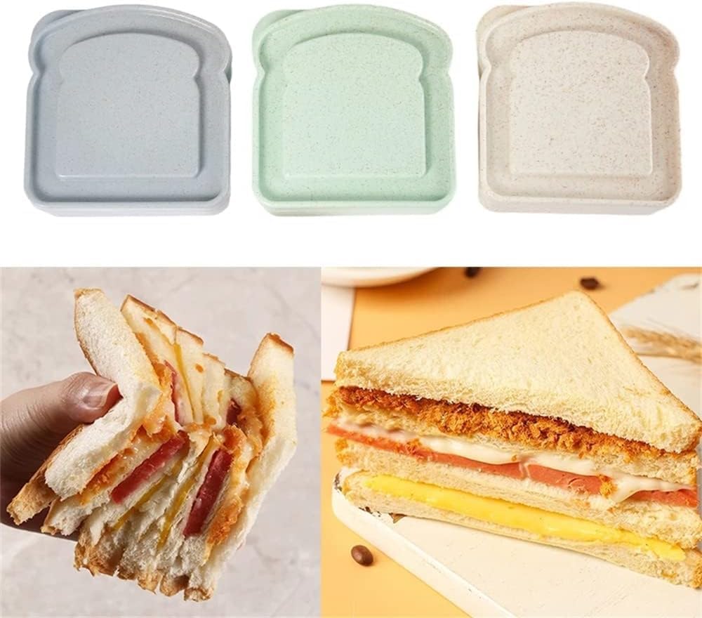 Sandwich Containers, Sandwich Containers for Lunch Boxes Plastic Toast Shape Food Storage Sandwich Box with Lid, BPA Free and Reusable, Microwave & Dishwasher Safe, for Family Adults (Green White) - Image 5