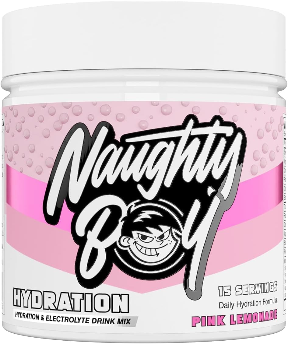 NaughtyBoy Hydration Electrolyte Powder – Pink Lemonade, 127.5g, Sugar-Free Hydration Drink with Creatine, Zero Calories, Electrolyte Support & Recovery