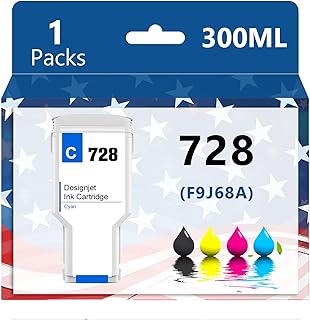 728 cartuchos de tinta ciano 300ml compatíveis com HP DesignJet T730 (F9A29A / F9A29D) T830 (F9A30A/F9A28A/F9A28D/F9A30D) compatível com cartucho de tinta original