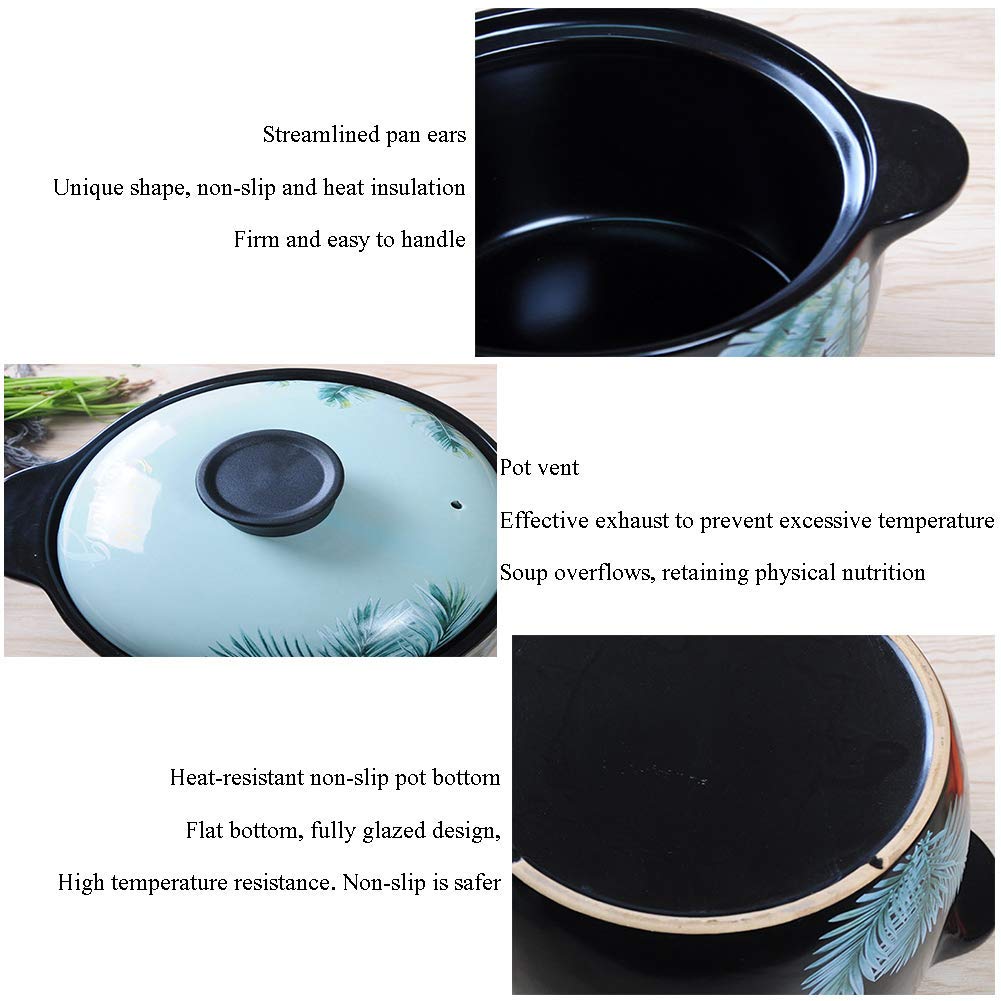 Lattina di Argilla Ceramica, casseruola in Terracotta Naturale da Cucina, cocotte Antiaderente Adatta per 2-3 Persone 3 Litri (3 Litri)