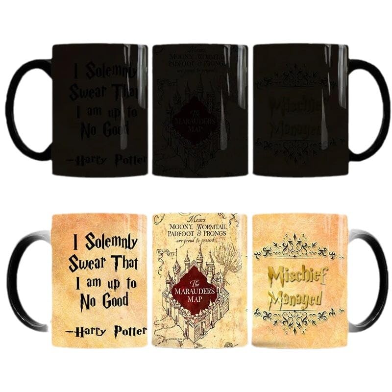 Syzplnwy I Solemnly Swear That I am up to No Good - Tazas de café creativas de cerámica sensibles al calor que cambian de color (11 onzas), regalo para niños, Halloween, Navidad, cumpleaños