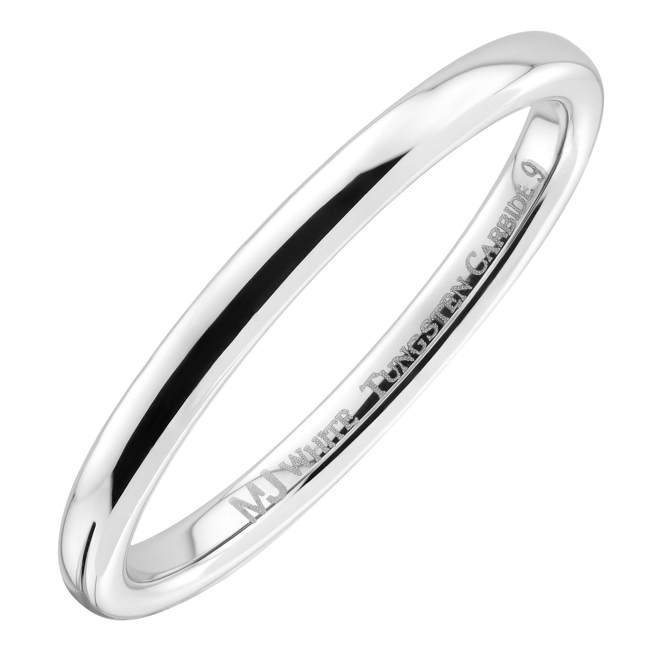 2mm to 10mm White Tungsten Carbide Mirror Polished Classic Wedding Ring