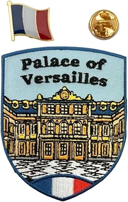 A-ONE - Palace of Versailles Applique Patch+France Flag Brooch, ChÃ¢teau de Versailles Embroidery, Europe Historic Site Badge, National Flag Lapel Pins, Applique for Jeans, Backpack NO.210P