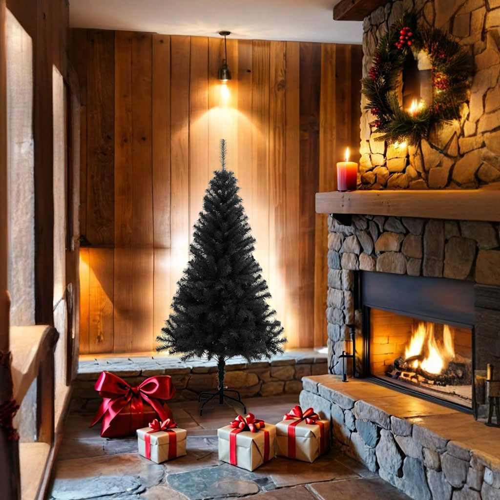 Albero di Natale artificiale nero, 150 cm, in PVC