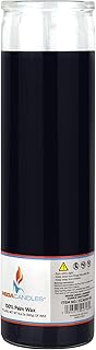 Mega Candles 1 pc Unscented Black Glass Container Devotional Prayer Candles, Shortening Wax Candle 2 Inch x 8 Inch, Sanctuary, Vigils, Prayers, Spiritual, Blessings, Religious, Altar, Remembrance