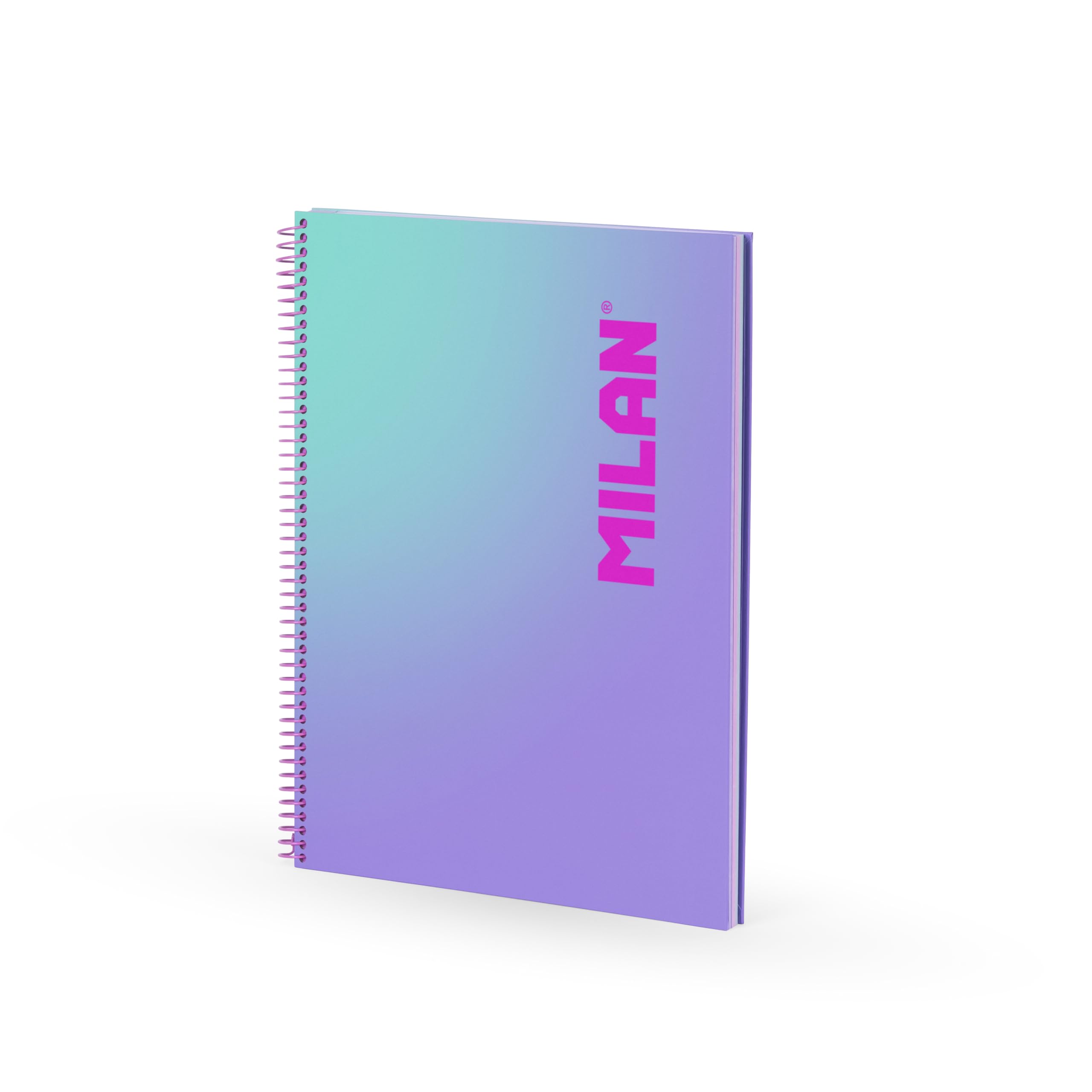 MILAN A4 Spiral Notebook Hardcover Squared Paper 90 Sheets 95gsm Sunset Collection Lilac