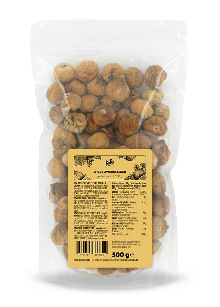 KoRo - Fichi nani selvatici 500 g - 100% frutta essiccata - Senza additivi - Senza solfiti - Nei dolci o come snack
