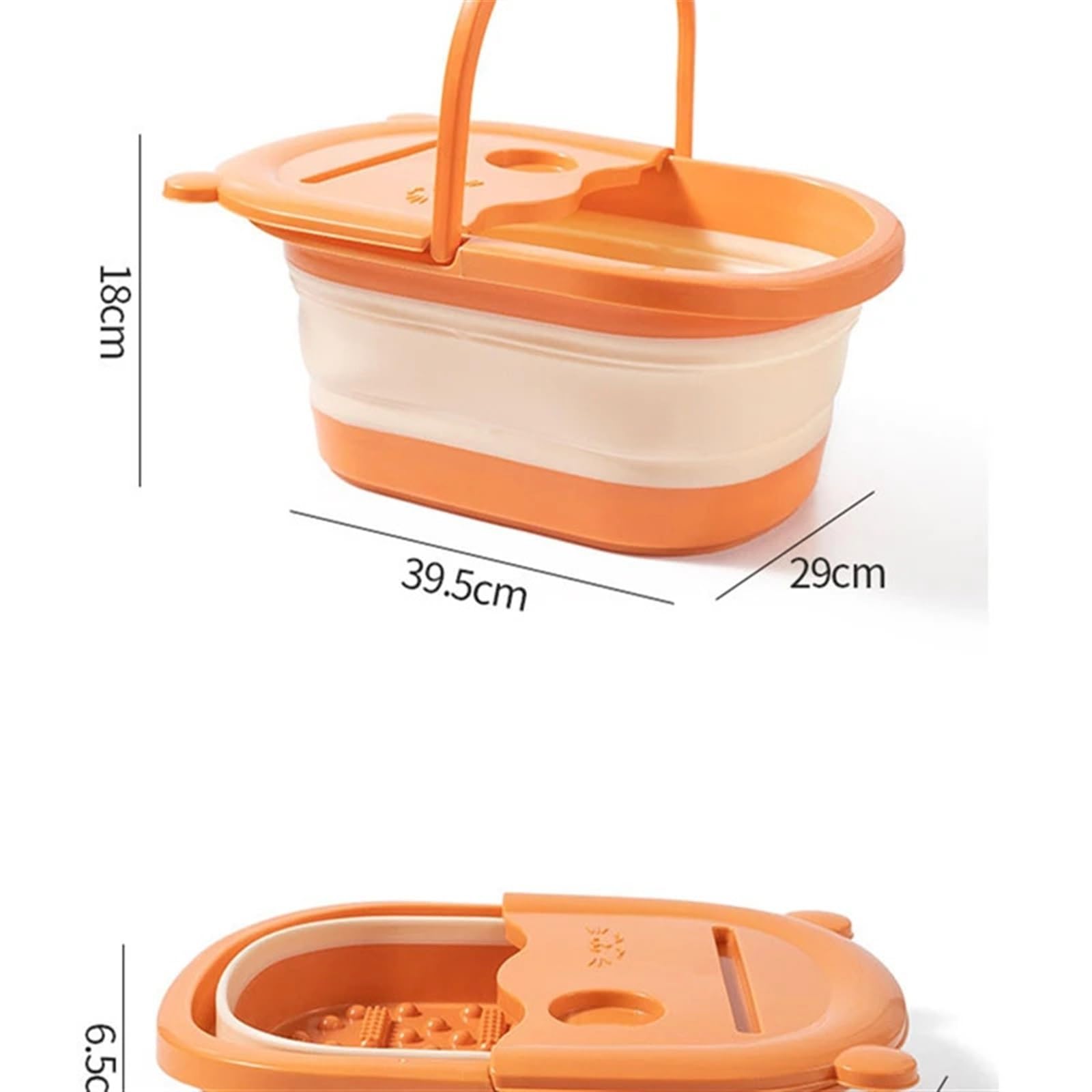 Faltbarer FußBadeimer Faltbare Fußbad Eimer Massage Fuß Waschbecken Hause Wäsche Wanne Eimer Erwachsene Fuß Bad Becken Klapp Fuß Einweichen Eimer FüR Fischen，Camping(Orange)