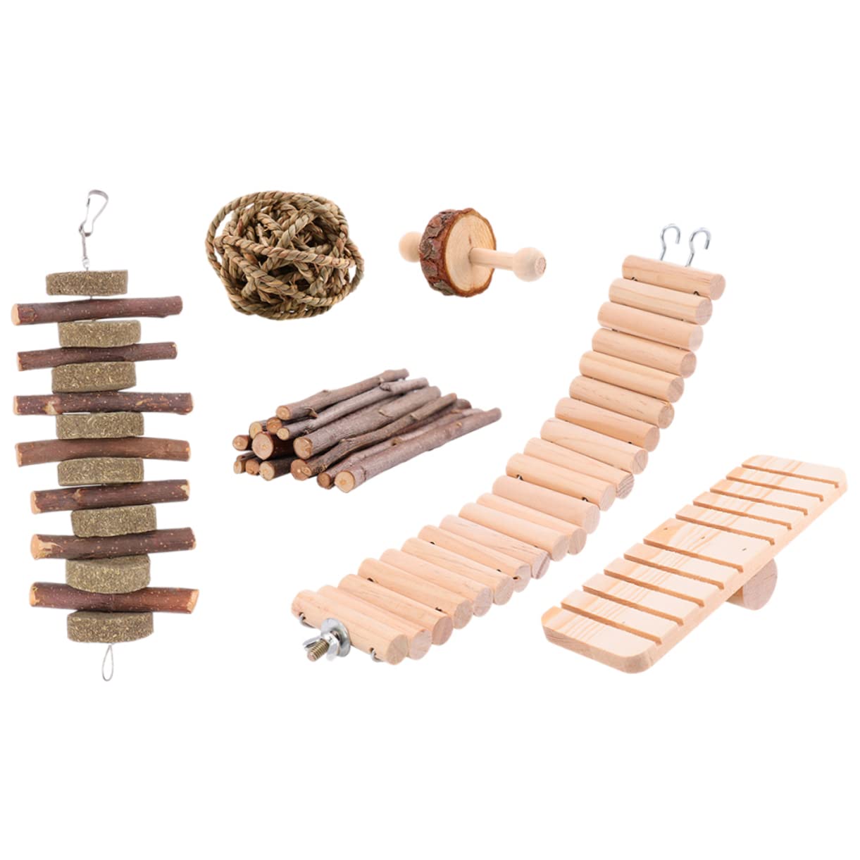 CIYODO Wooden Pet Ladder Set 6pcs Pet Toys Climbing Crawling Toys for Chinchilla Rabbit Guinea Pig Decorative Hamster Ladder