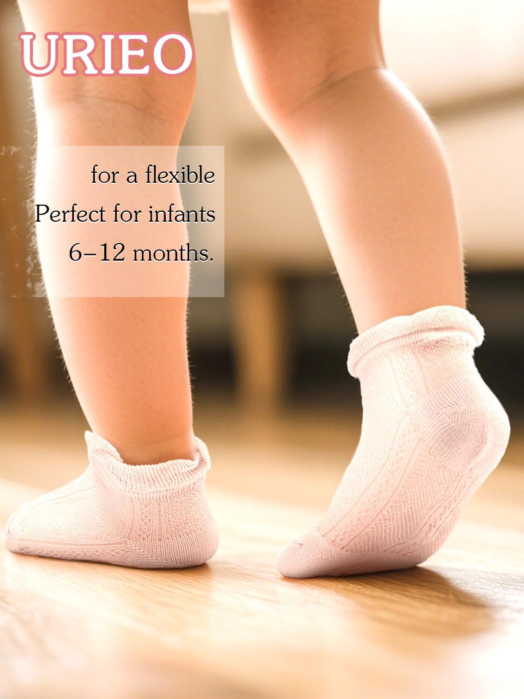 Urieo Baby Lace Ruffle Socks Toddler Girl Mesh Thin Socks Summer Crew Socks for 6-12 months