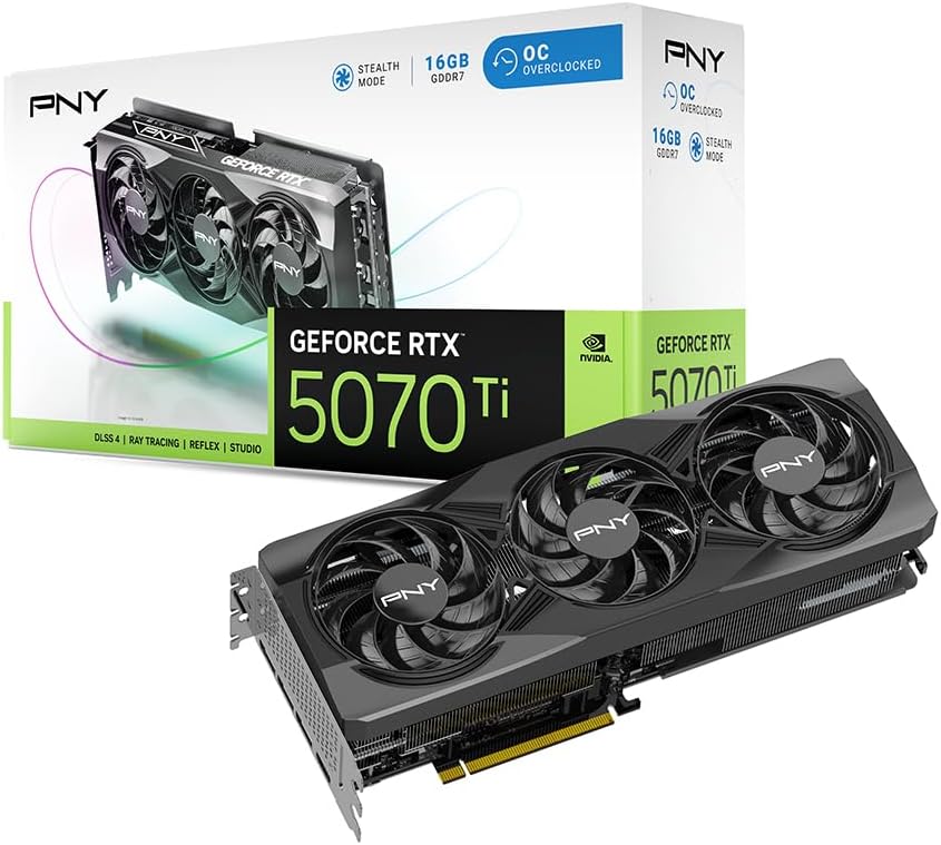 PNY GeForce RTX™ 5070Ti 16GB OC Triple Fan Graphics Card DLSS 4
