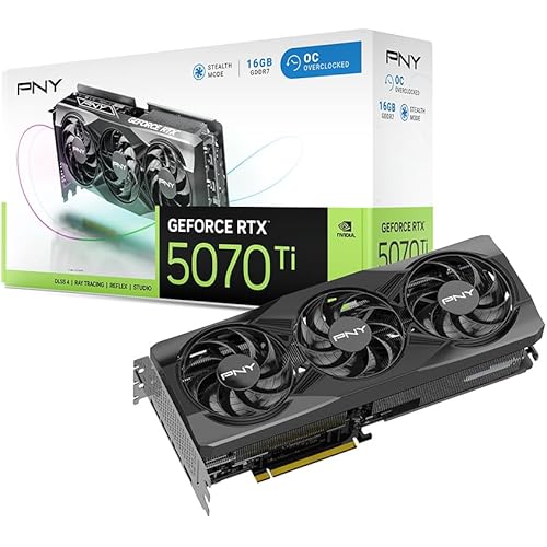 PNY NVIDIA GeForce RTX™ 5070 Ti OC Triple Fan, Graphics Card (16GB GDDR7, 256-bit, Boost Speed: 2572 MHz, PCIe® 5.0, HDMI®/DP 2.1, 2.98-Slot, NVIDIA Blackwell Architecture, DLSS 4)