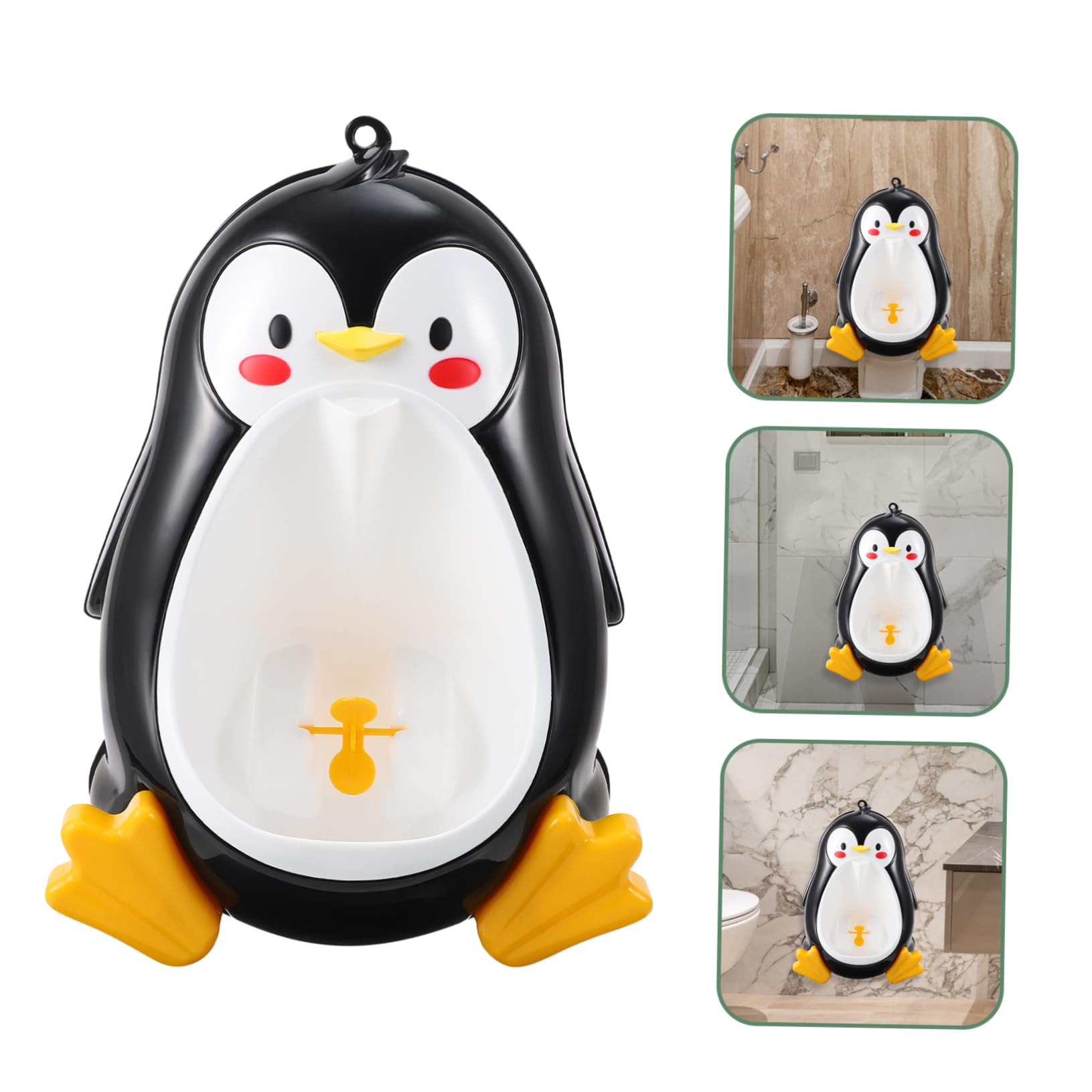 VICASKY Orinal Infantil Diseño de Pingüino, Montado en Pared, Optimización de Espacio, Material Pp Duradero, Adecuado para Baño de Niños y Entrenamiento
