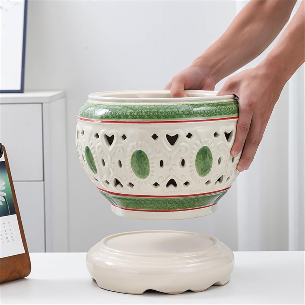 doniczki Chiński styl kreatywny pusty taca hydroponiczna doniczka na kwiaty wysokotemperaturowa ceramiczna doniczka na rośliny bez otworów doniczki ceramiczne(Duży)