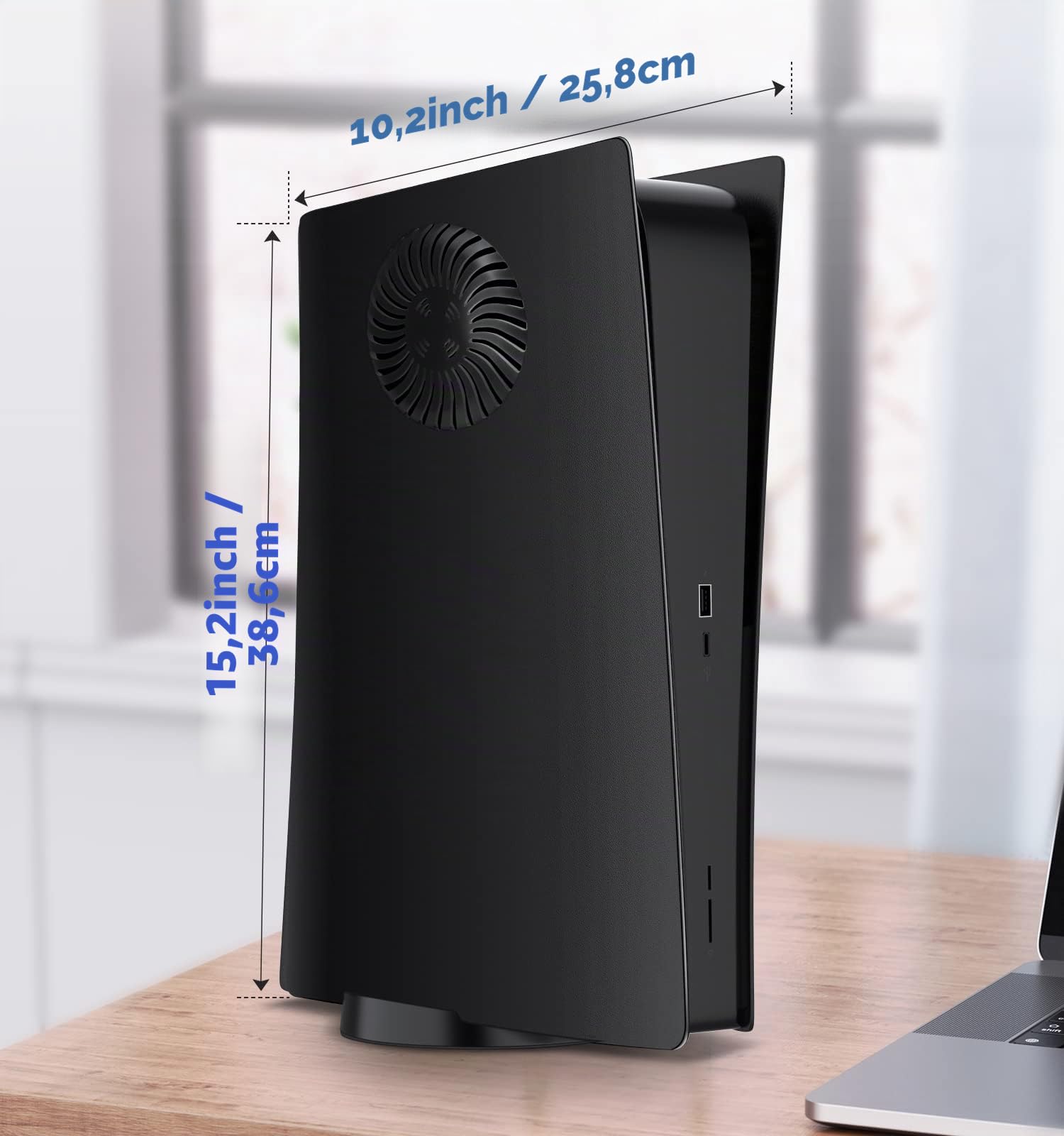 PS5 Kühlplatte Schutzventile Turbo Upgrade für Playstation 5 Disc Edition Ersatz Seitenplatte ABS Anti-Kratzer Hülle Schwarz