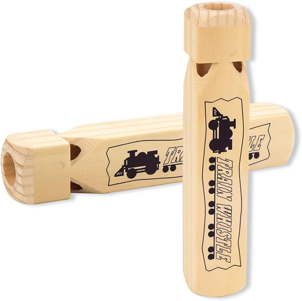 Train Whistle for Kids, 2 Pack Wood Whistle 4 Tones for Party Favours Party Supplies Party Noisemaker