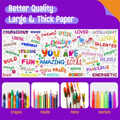 Image of Jumbo Size Coloring Poster for Kids, Motivational DIY Painting Paper