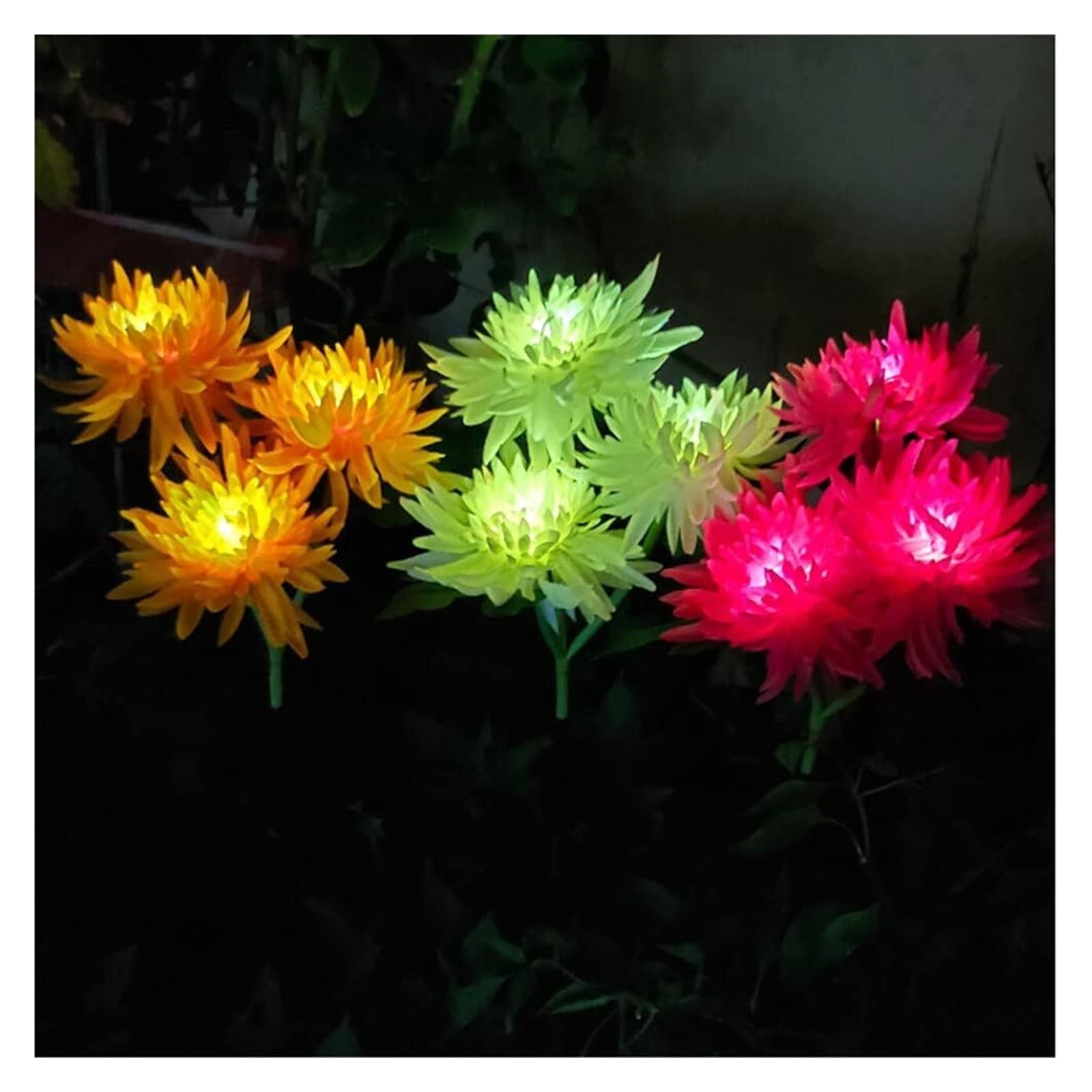 BuTkus Confezione da 4 luci solari da Giardino for Esterni, con Fiori di crisantemo a 3 Teste, Impermeabili (Color : Four Pink)