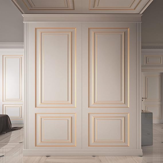 Trimold Matte Gold Molding Trim Peel and Stick, Flexible Mirror Border Design, Wall Ceiling Floor Cabinet Tile Edge Moulding, 5m x 0.66cm
