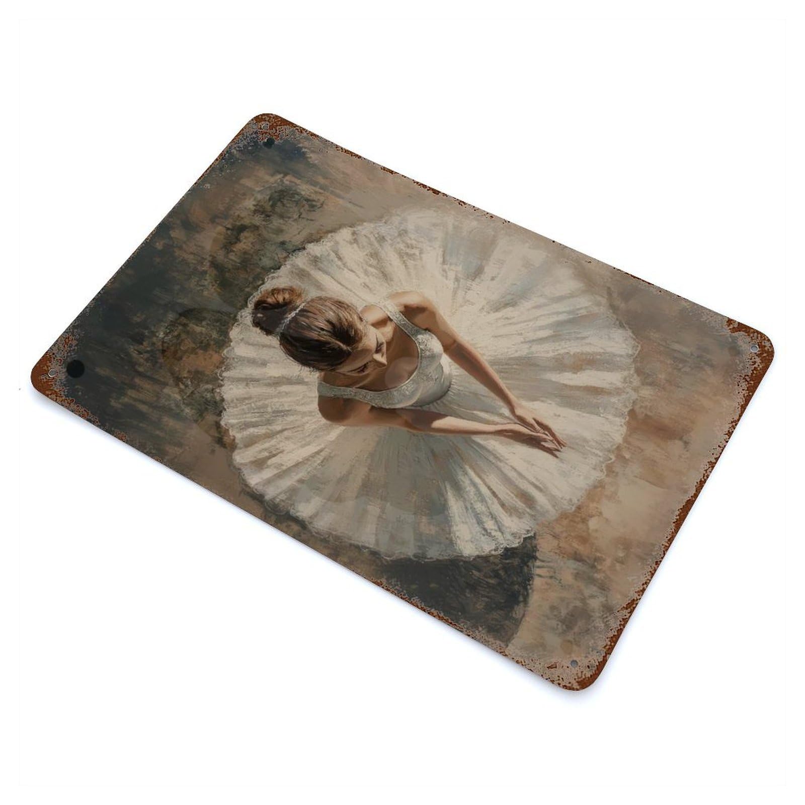 Ballerina in White Tutu Elegant Ballerina from Above Retro Metal Sign 11.8"x7.9", Rustic Home Decor for Garage, Pub Or Kitchen