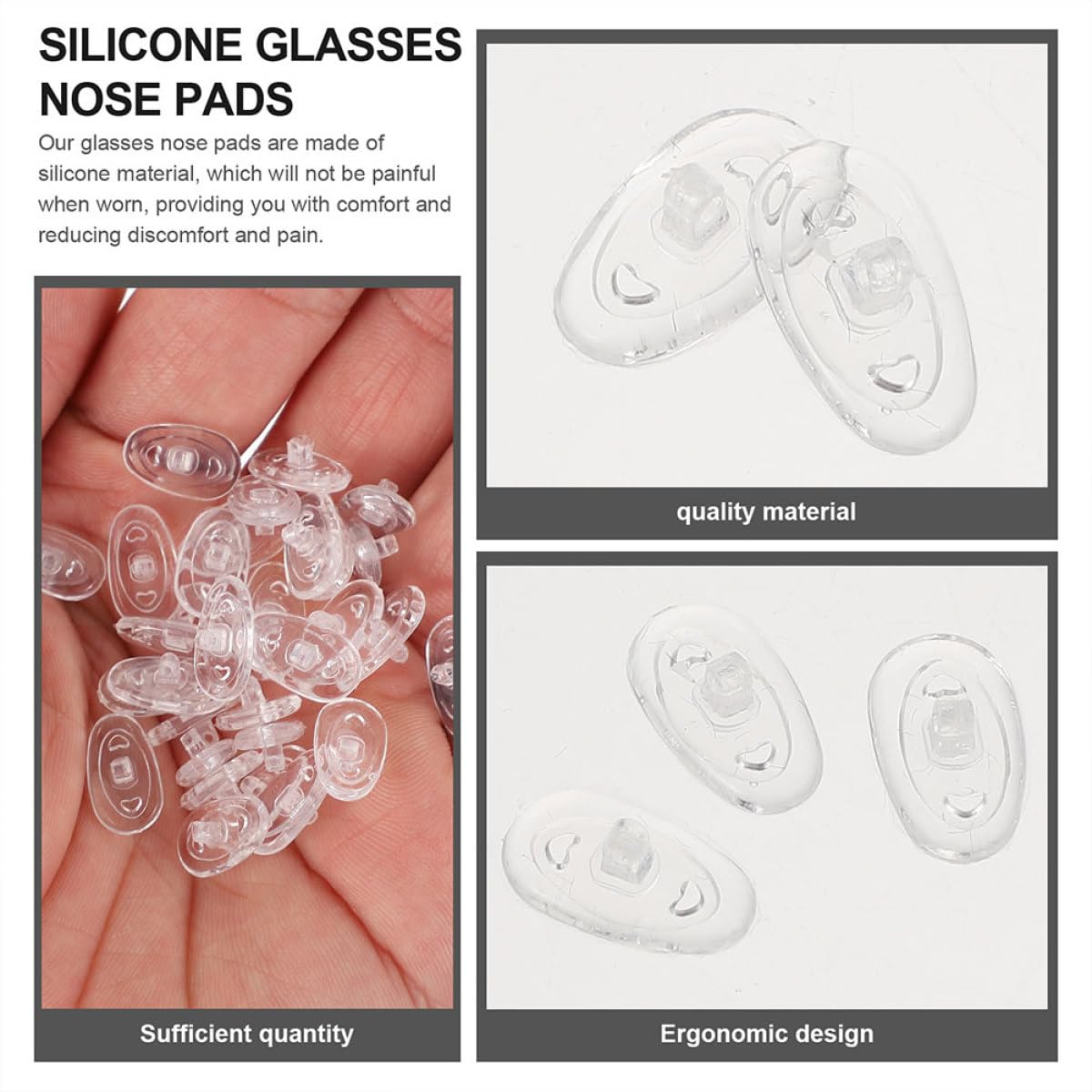 GALPADA de Coussinets de Lunettes à Visser 30 Paires en Silicone Antidérapants Plaquettes Nasales Remplaçables pour Réduire la Pression Nez, Accessoires Pratiques