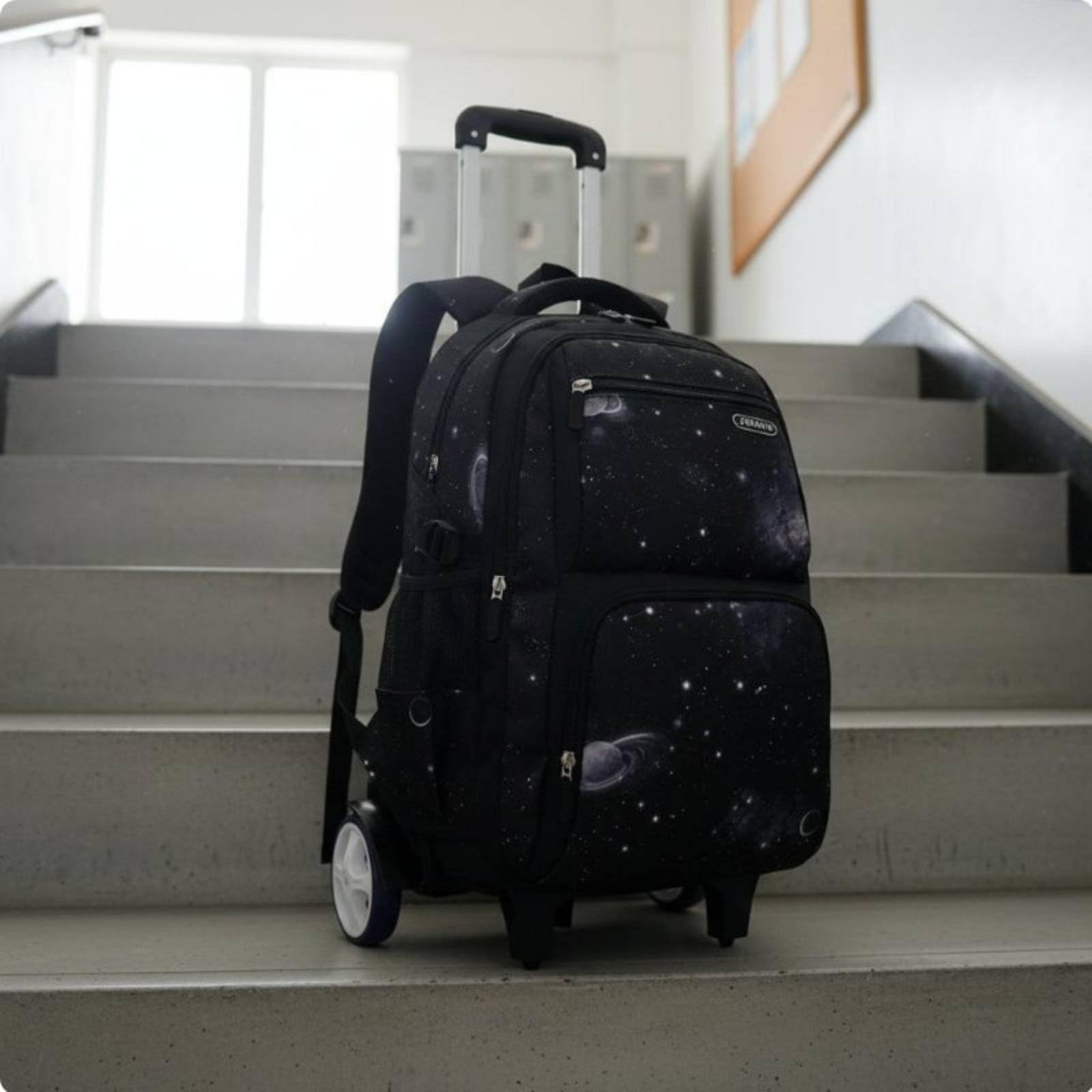 Mochila Escolar con Carrito Trolley Estudiantil Maleta Escolar Bolso con Ruedas de Ruedas para Escaleras y Superficies Irregulares Gran, Azul, size to 5