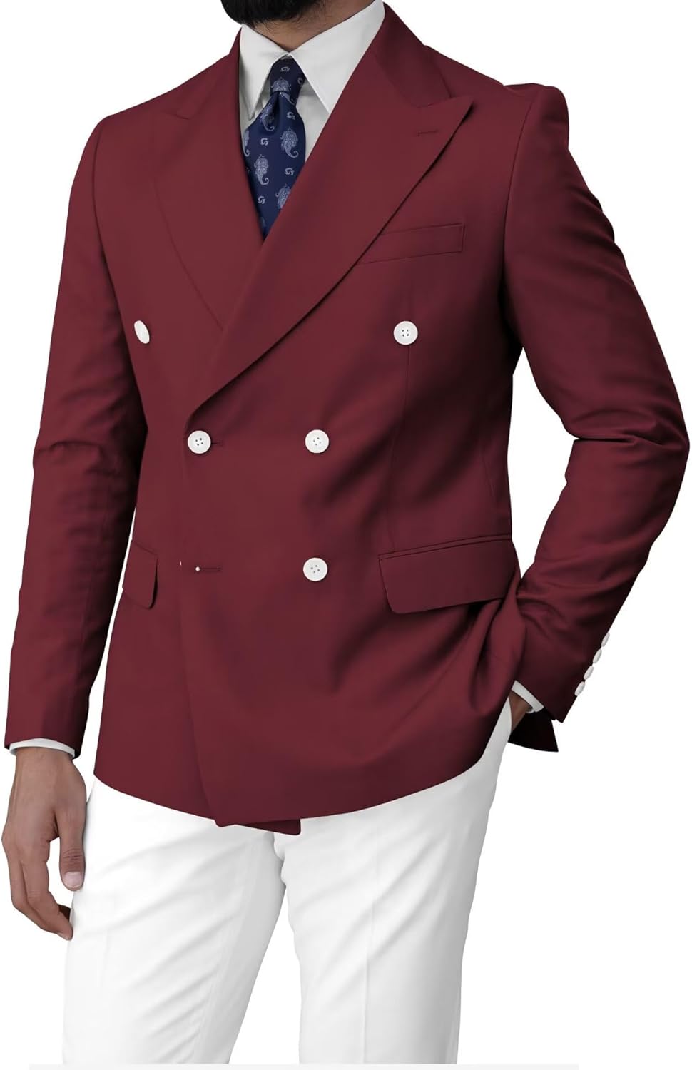 Mens Double Breasted Blazer and Sport Coats Slim Fit Sport Coat Business Wedding Casual Party Tux