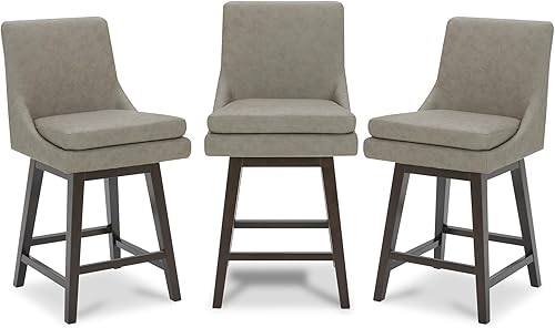 Miniatura 33 de CHITA Taburete de bar giratorio de altura de mostrador, taburete de bar tapizado, altura del asiento de 26.8 pulgadas de alto, piel sintética en