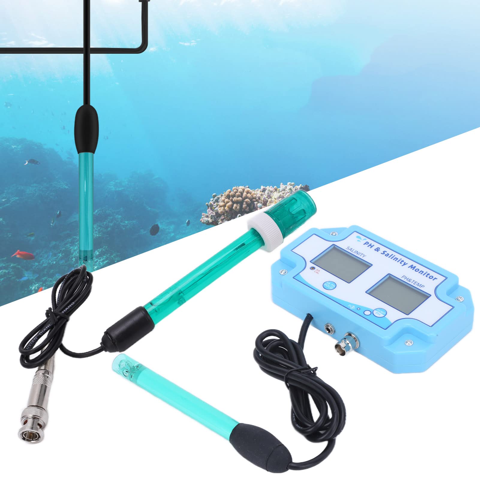 Flexman PH~2987 Misuratore PH Digitale, Misuratore TEMP Salinità PH Online 3 in 1, Analizzatore di Monitoraggio Della Qualità Dell'Acqua per Acquario, Piscina, Laboratorio