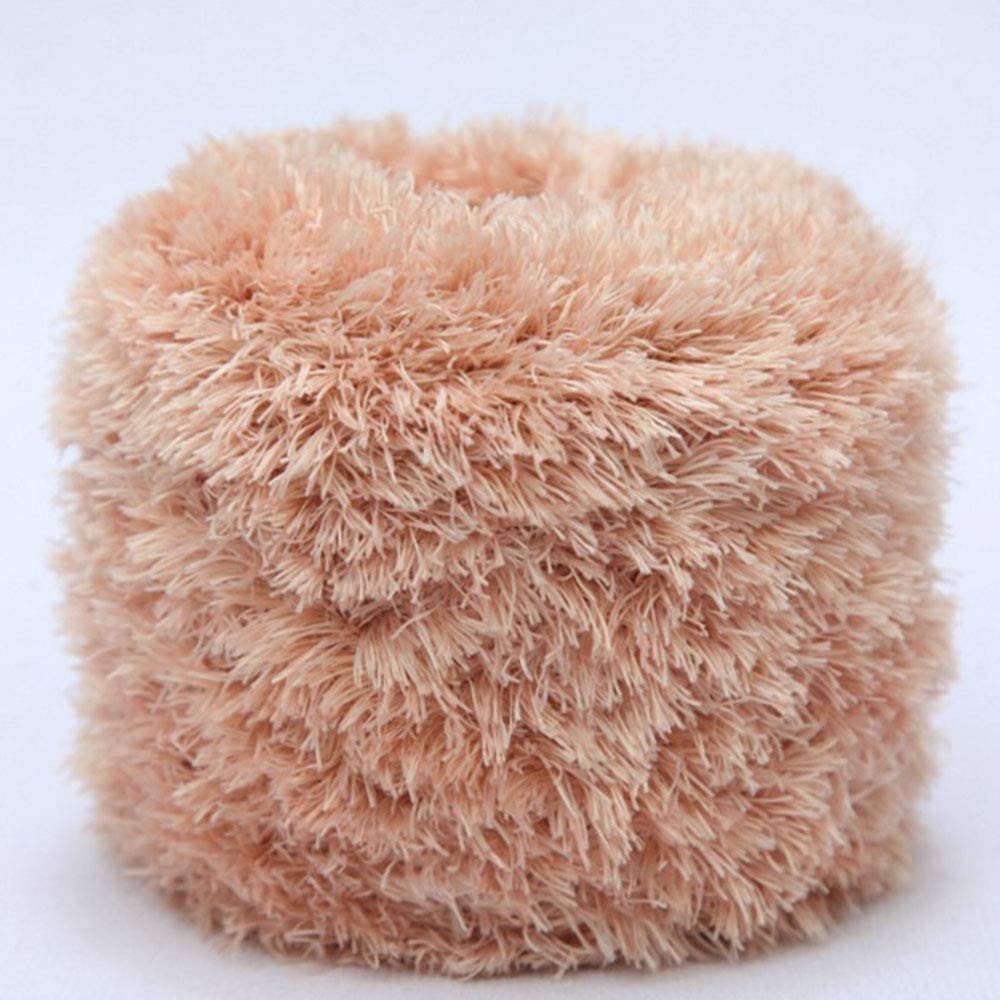200g DIY Tejer Hilo de Felpa Hilado de Pestañas Peludas Bufanda de Suéter de Ganchillo Hilo de Piel Sintética Hilo de Novedad Manta Fuzzy Almohada Hilado de Textiles para el hogar (Color : Light Khaki