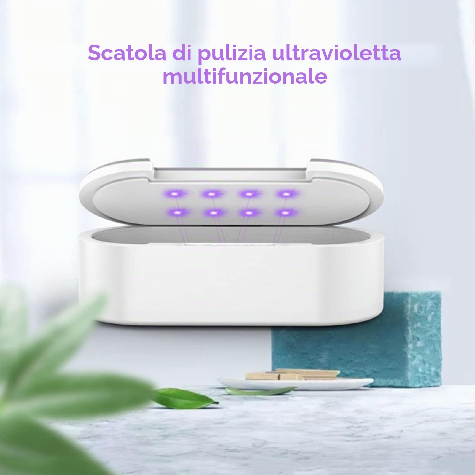 Sterilizzatore per Strumenti per Unghie, Sterilizzatore UV per Manichini, Scatola di Pulizia UV a 360 Gradi, Pulizia Rapida, Trasmissione Vocale, Aromaterapia, Scatola
