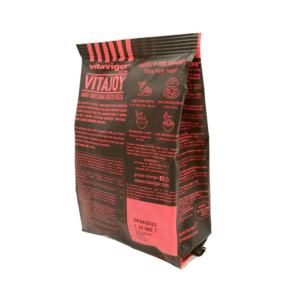 Snacks VitaJoy de Pizza, Mini grissini con tomate y orégano, Bolsa 150 g