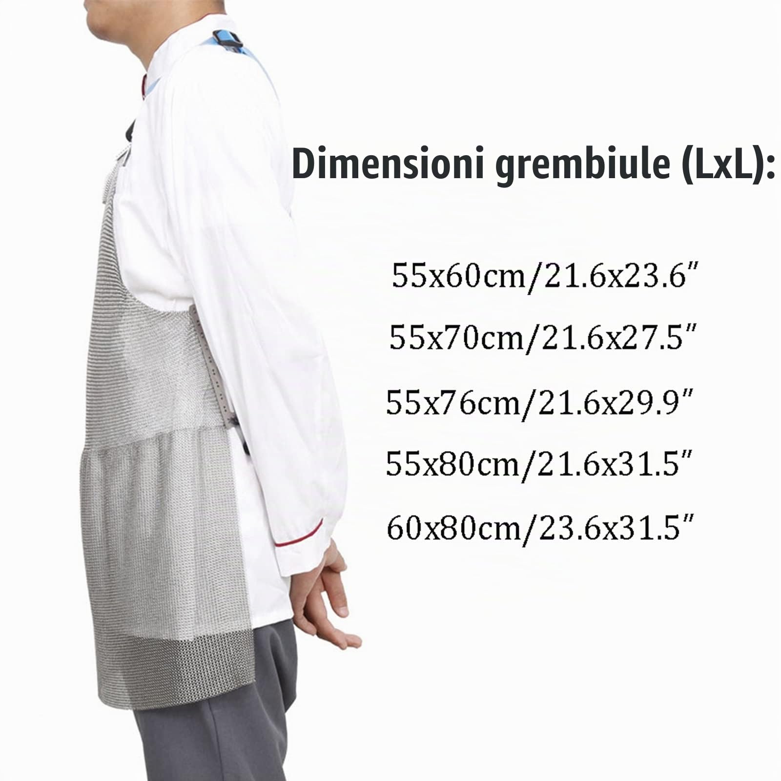 Grembiule in Metallo Resistente al Taglio E alla Coltellata, Grembiule da Lavoro di Sicurezza per Macellaio, Grembiule con Cotta di Maglia in Acciaio Inossidabile 316, Facile da Pulire