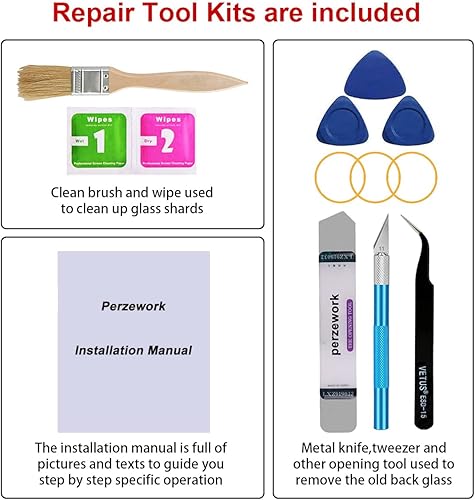 Miniatura 5 de Reemplazo de cristal trasero trasero para iPhone 14 de 6.1 pulgadas con kit de herramientas de reparación y manual (negro medianoche)