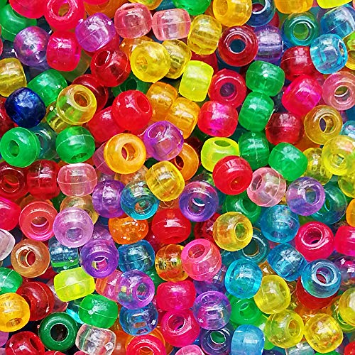 Transparent Color Mixed Pony Beads for Friendship Bracelet Making Size 6x9mm 1000pcs