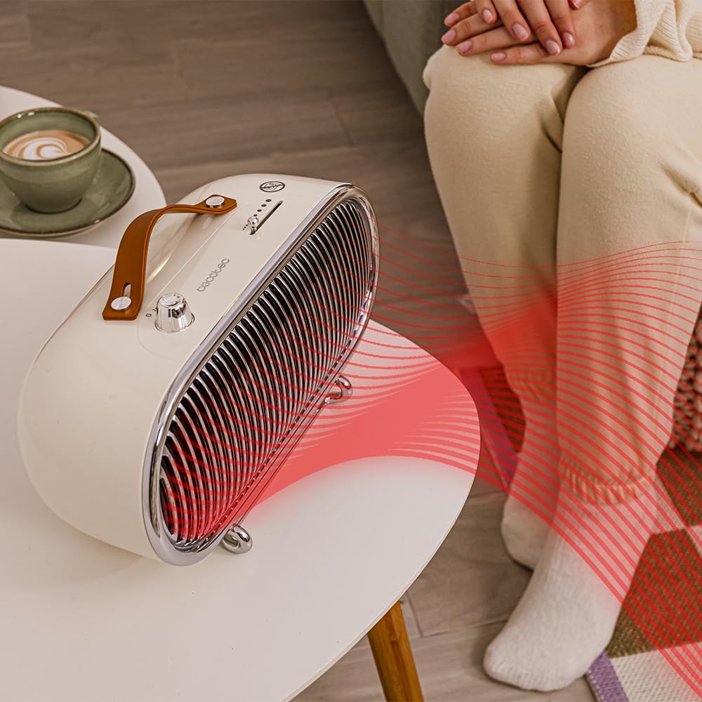 Cecotec Ceramiczny podgrzewacz biurkowy Niski pobór mocy - ReadyWarm 1500 Ceramic Retro, 1500 W, retro design, regulowany termostat i 2 tryby, potrójny system bezpieczeństwa, optymalny do 15 m²,