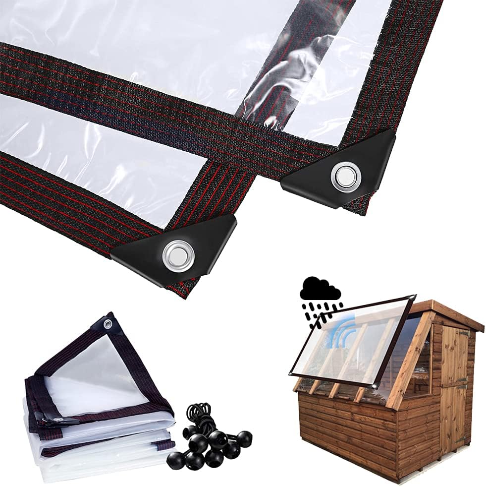 WingFly Abdeckplane, Transparente PVC Plane Abdeckplane Pflanzenschutz Regen-Vorhänge mit Ösen und Seil, Wetterfeste Pflanzendach para Gartenmöbel Pflanzen Gewächshaus Pet Hutch Dach Balkon (3MX3M)