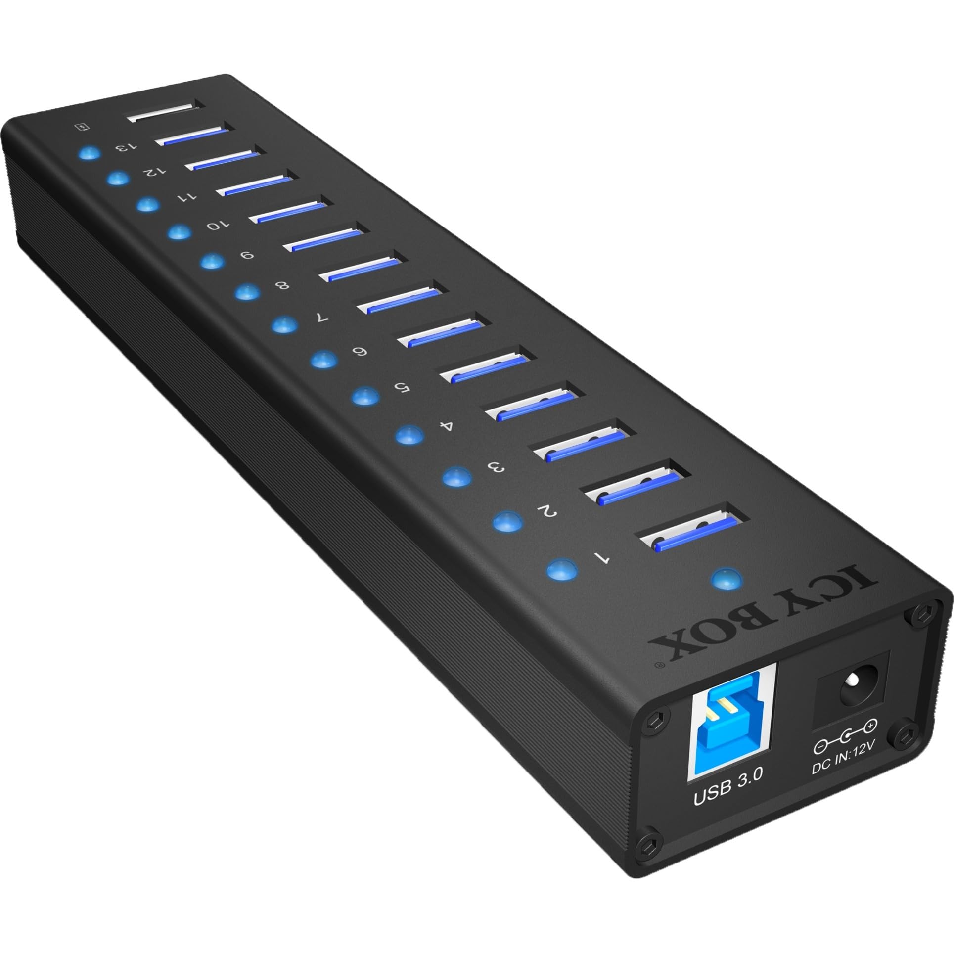 ICY BOX USB 3.0 Hub Mit Integriertem Kabel – 4 Ports, Alu-Gehäuse, Plug & Play