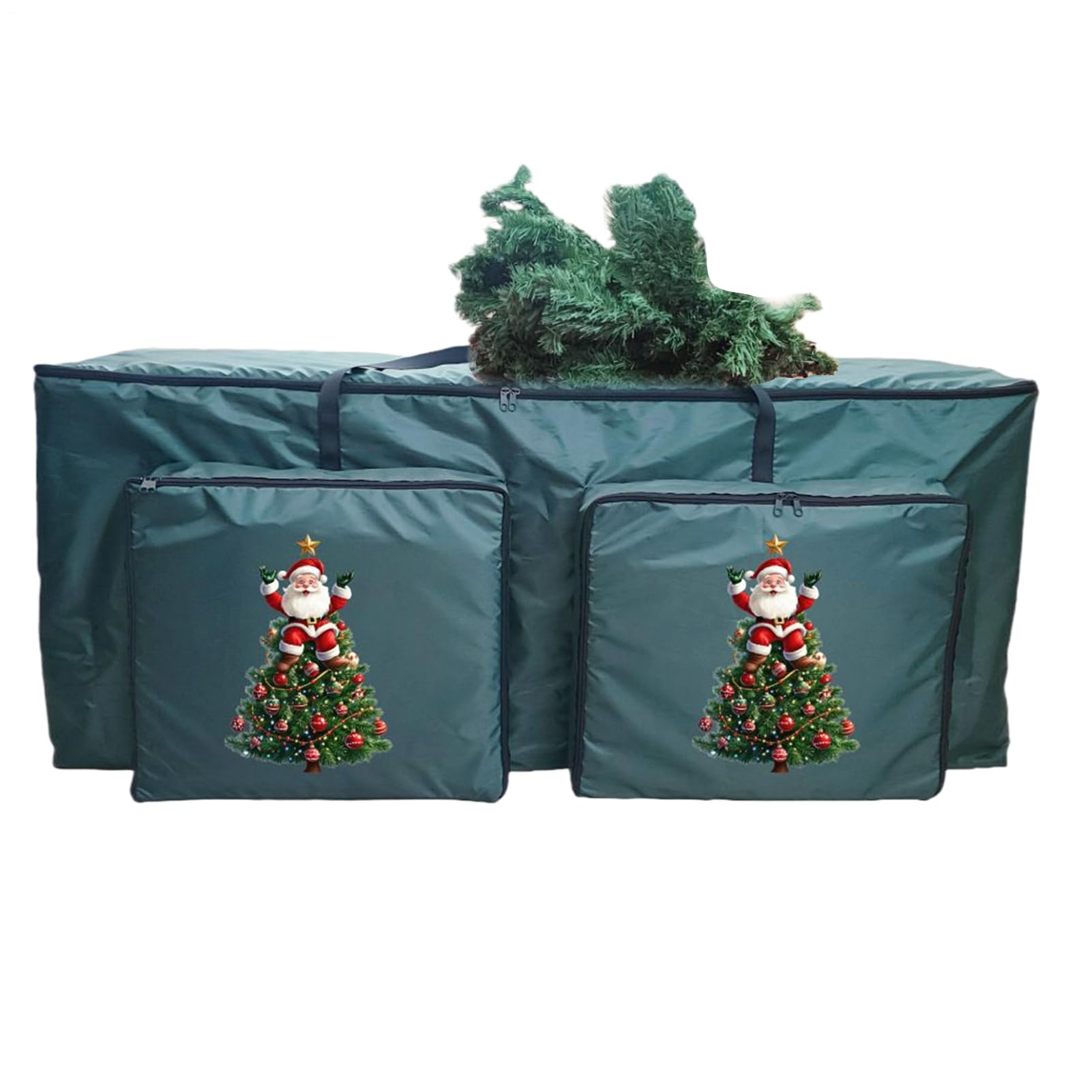 Boîte de sapin de Noël 122 cm avec poignées et poches pour rangement de fêtes