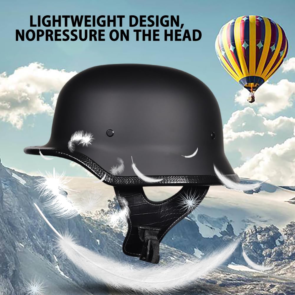 Mezzo Casco Jet Moto retrò Casco Scodella Portatile, Casco Moto Aperto Stile Tedesco, ECE Omologato Portatile Mezzi Caschi retrò Casco per Uomo Donna Biker Cruiser Scooter Touring