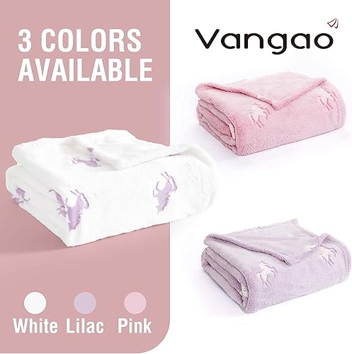 Miniatura 6 de Vangao Manta de unicornio marfil que brilla en la oscuridad, para niñas, niños, bebés, Halloween, Navidad, manta de franela suave y cómoda para
