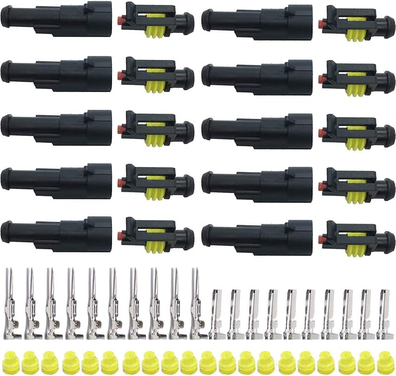 Conector elétrico automotivo à prova d’água YETOR de 1 pino – Kit com 10