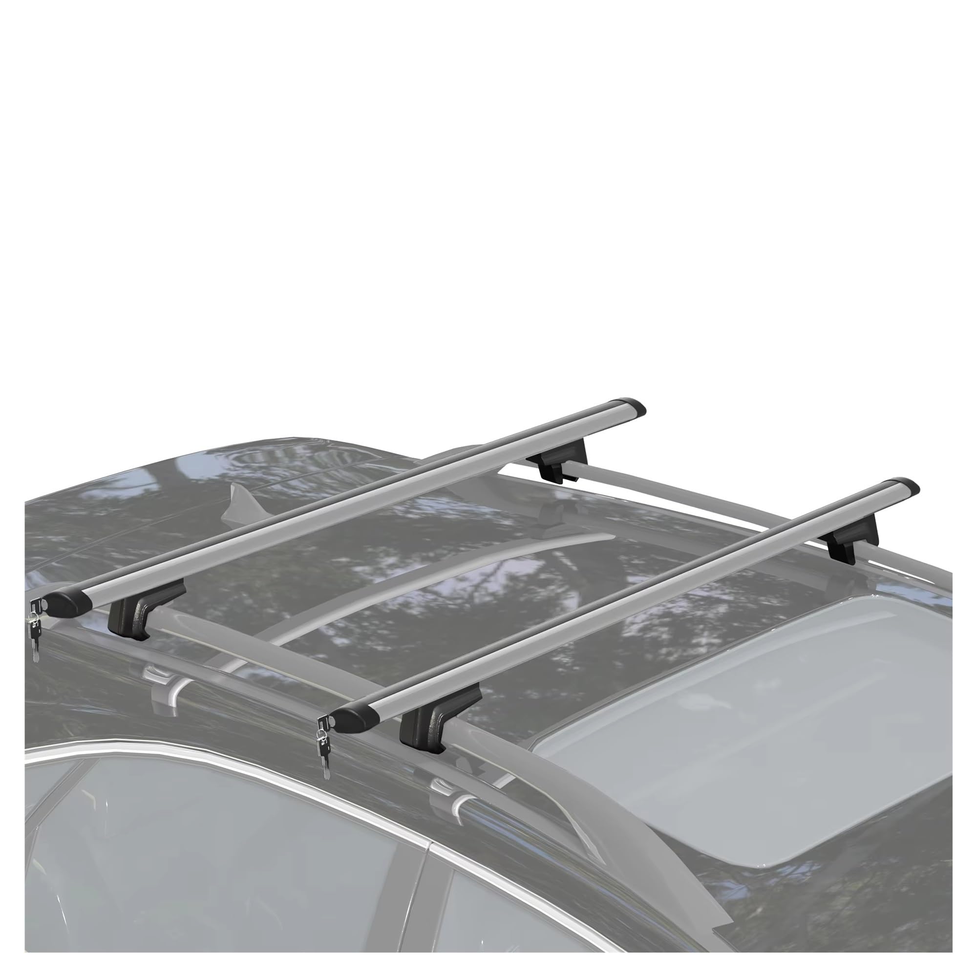 Dachgepäckträger Aluminium Schloss Sicherheitsschlüsseln, Entfernungen Bis 120Cm Tragkraft 75Kg Für SUV Berliner Vans Silber Dachträger-Querstangen