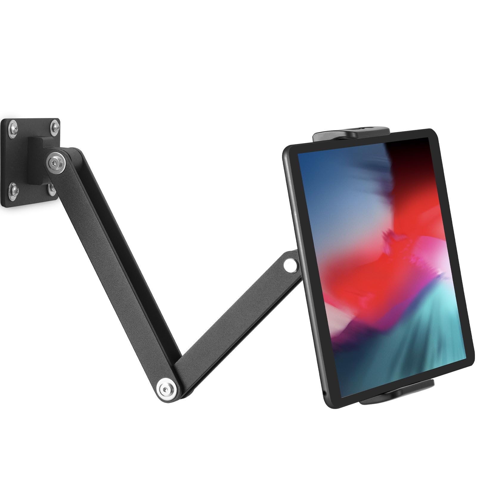 ergoiuon Tablet Wall Mount,Adjustable iPad Wall Mount Holder,360°Rotating Flexibly, Compatible with 4.7-15.6" Tablets/Phones/iPad/eReader（Black）