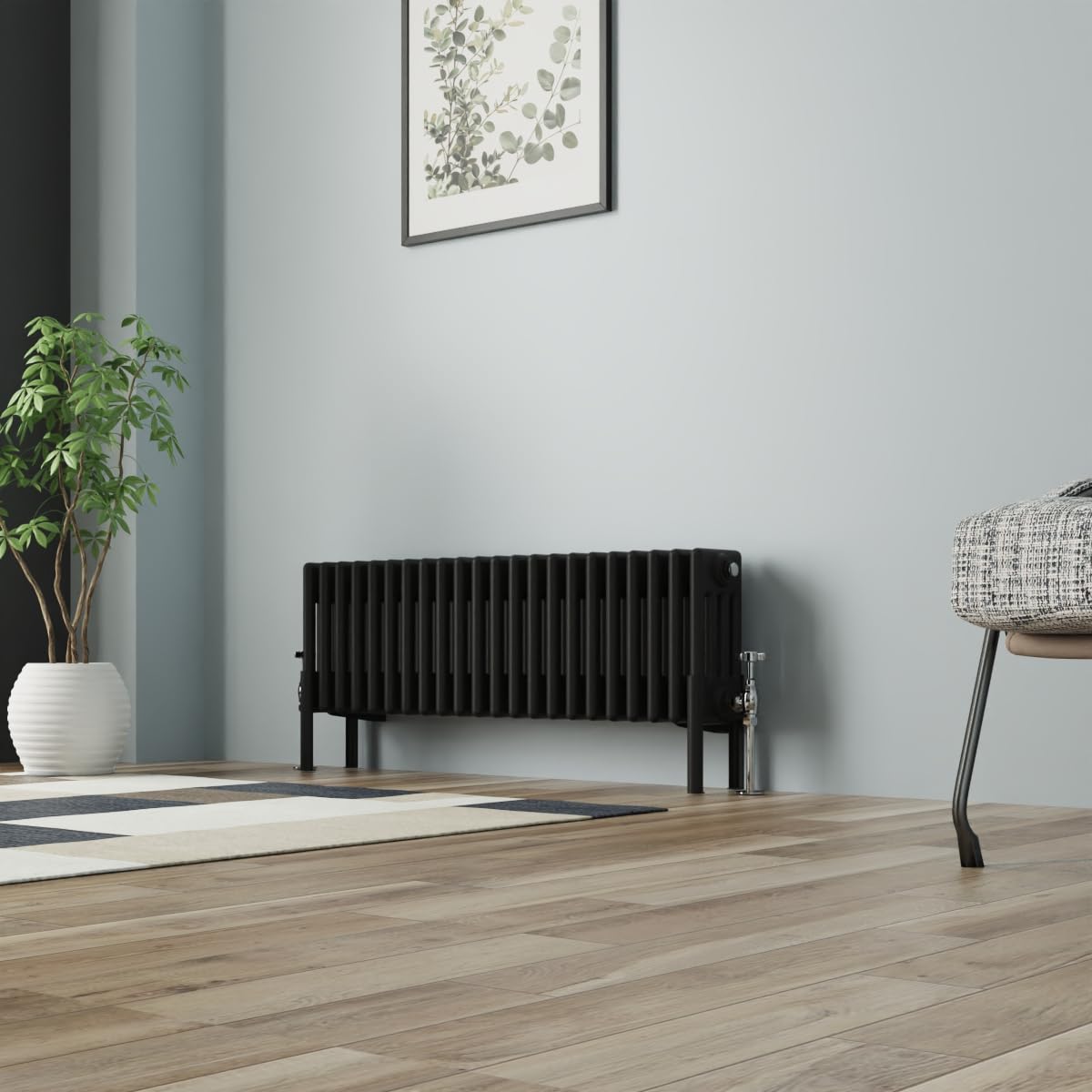 Radiateur traditionnel en fonte quatre colonnes 300x1010mm chauffage central noir