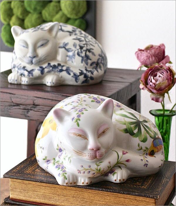 Amazon.co.jp: 猫 置物 陶器 玄関 インテリア ねこ 置き物