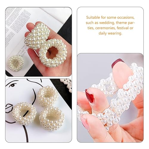 Miniatura 8 de Coletero para coletero, 2 piezas de ligas elásticas para el cabello, perlas, bandas elásticas para el cabello con perlas, coleteros para mujeres y